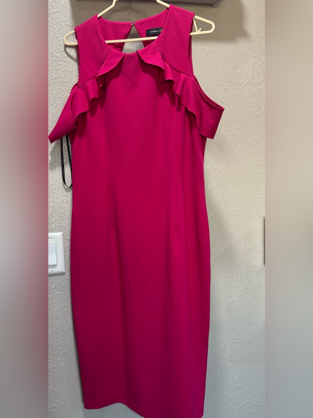 Ivanka Trump Hot Pink One-Shoulder Ruffle Dress